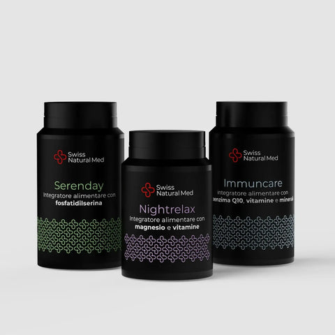 Focus-Up - Kit con Fosfatidilserina, Magnesio Marino, Zinco, Rame, Selenio, vit D integratore naturale per benessere e supporto nutrizionale Swiss Natural Med