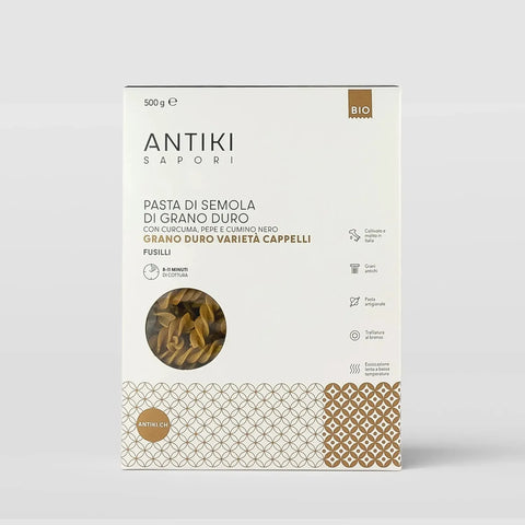 Fusilli di grano duro antico cappelli, curcuma e pepe nero integratore naturale per benessere e supporto nutrizionale Swiss Natural Med
