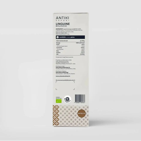 Confezione di linguine biologiche Antiki Sapori con curcuma e pepe nero, grano duro Cappelli.