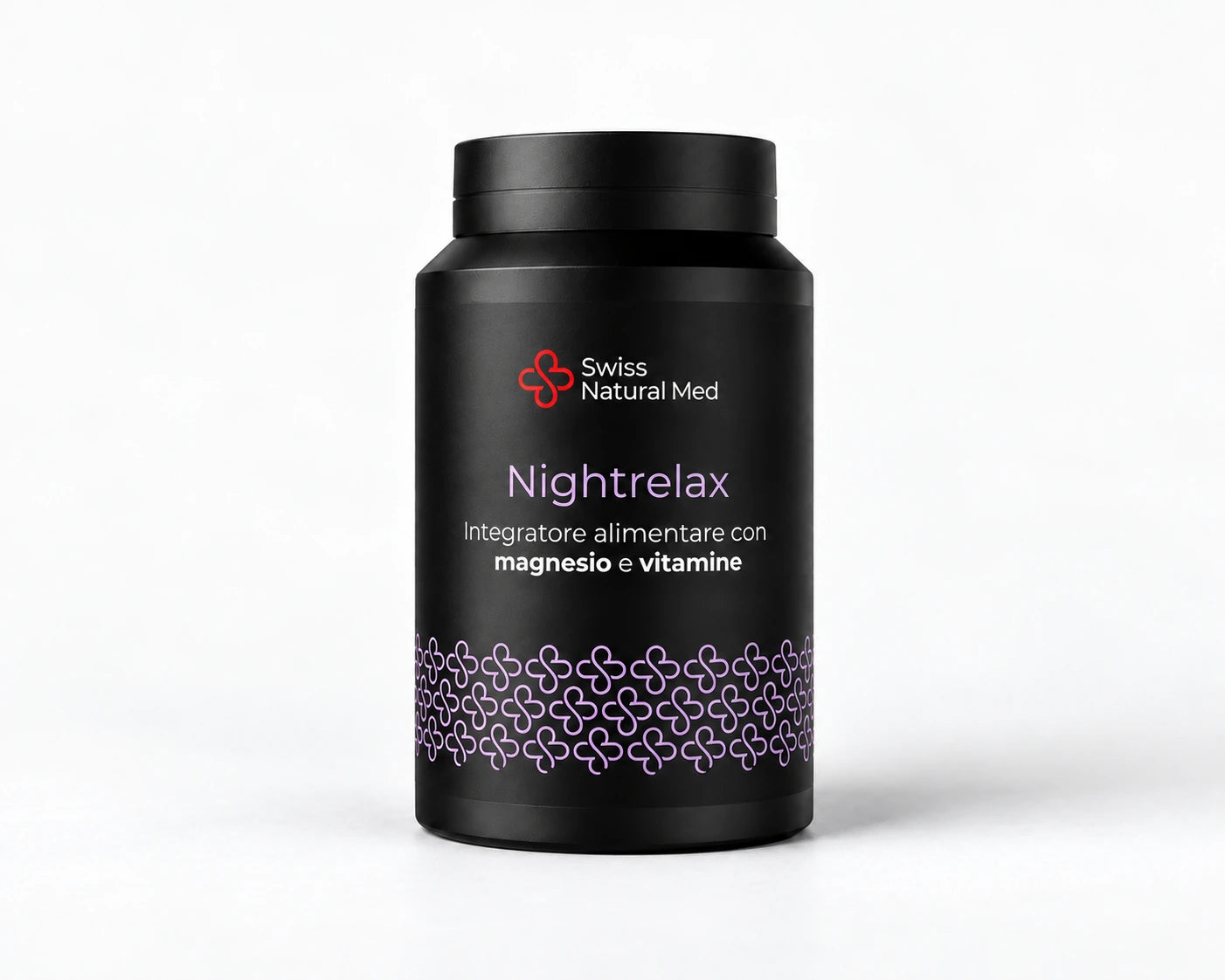 Nightrelax Swiss Natural Med, flacone nero con etichetta viola da 60 capsule