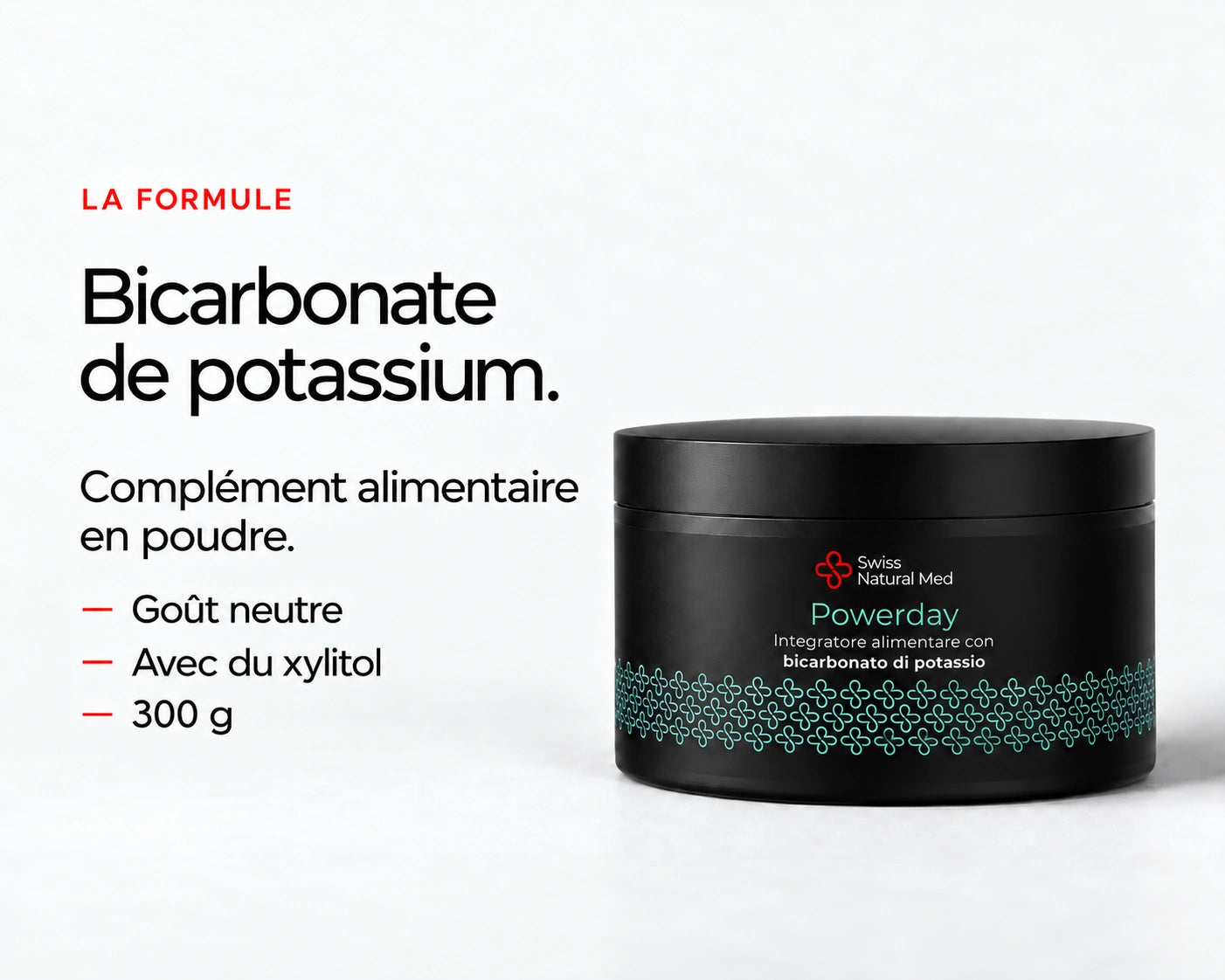 Powerday Neutro : Bicarbonate de potassium. Complément alimentaire en poudre. Goût neutre Avec du xylitol 300 g