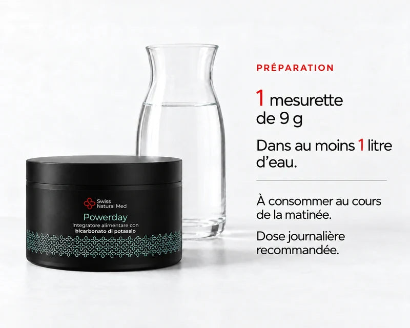 Powerday Neutro : 1 mesurette de 9 g Dans au moins 1 litre d’eau. À consommer au cours de la matinée. Dose journalière recommandée.