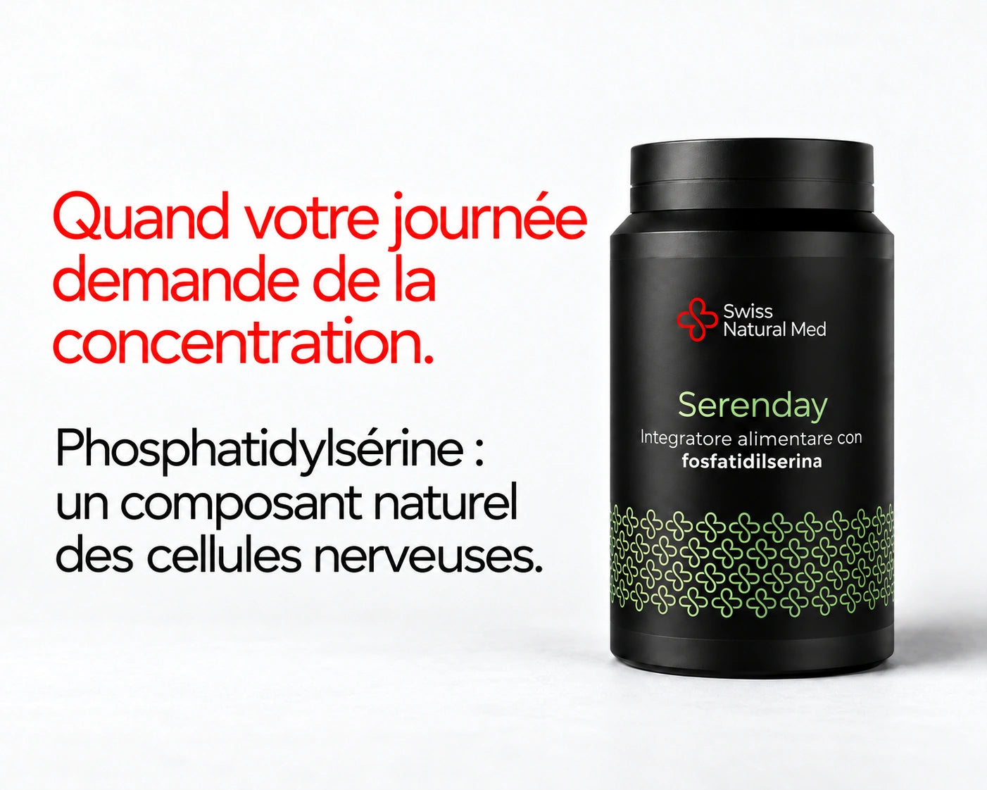 Serenday : Quand votre journée demande de la concentration. Phosphatidylsérine : un composant naturel des cellules nerveuses.