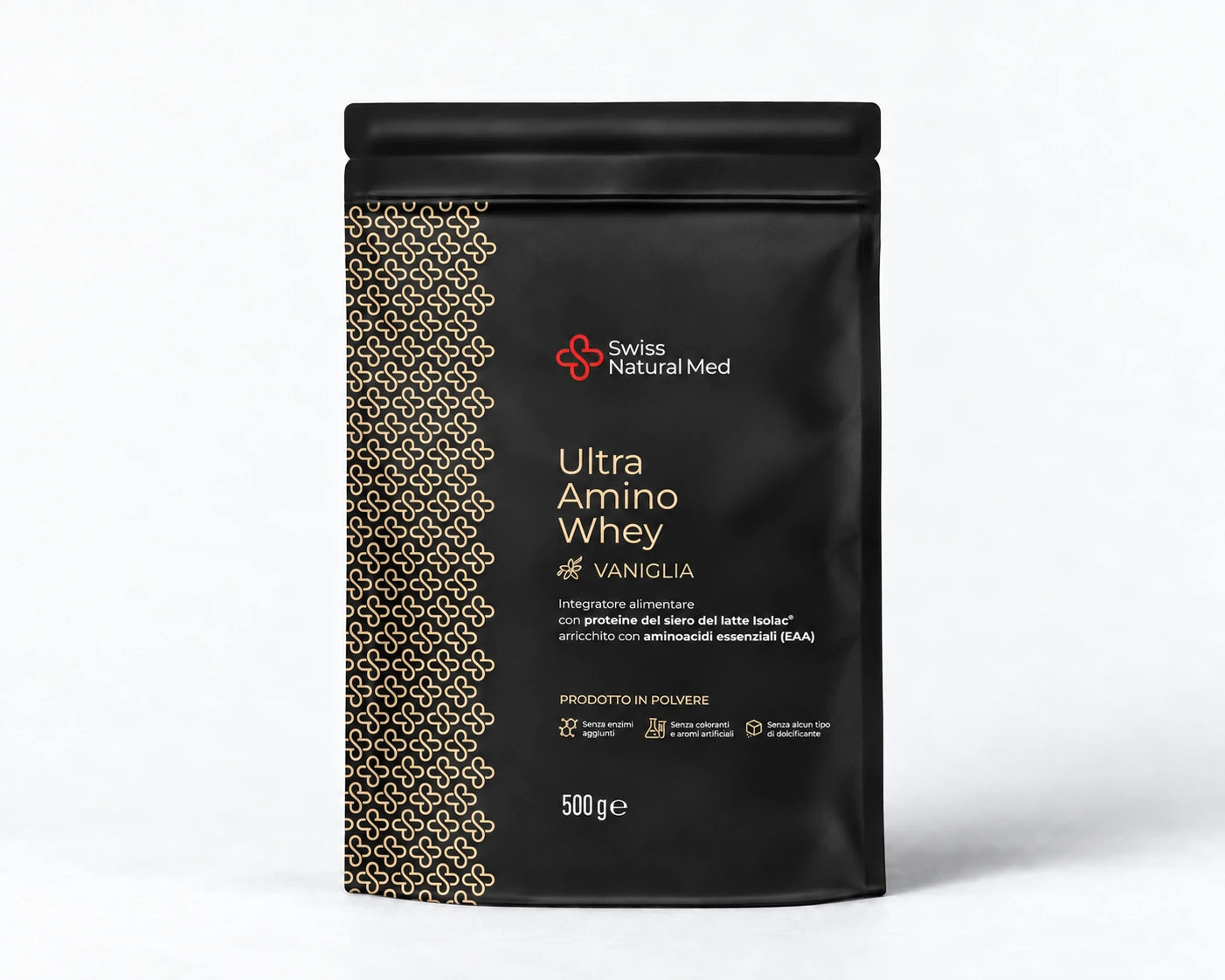 Ultra Amino Whey Vaniglia Swiss Natural Med, confezione originale in polvere da 500 g